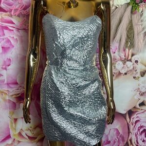 Shimmering Strapless Silver Dress